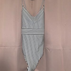 Stripped one piece swimsuit